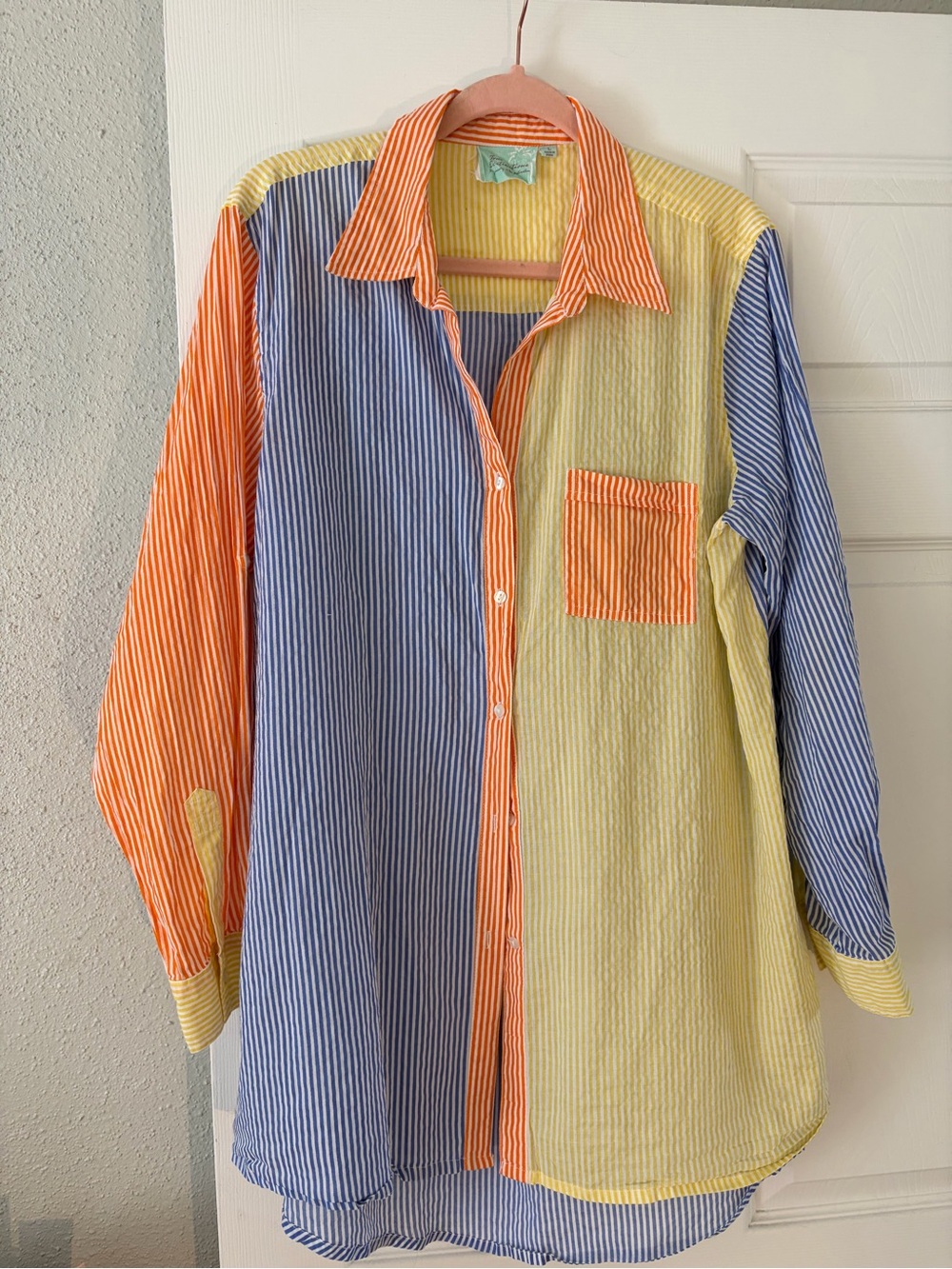 Women's Colorblock Stripe Button-Down and Shorts Summer Set